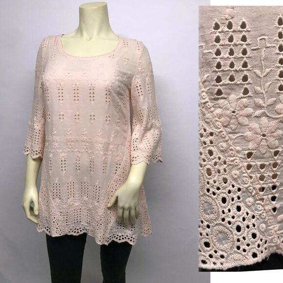 SUNDANCE CATALOG Embroidered Eyelet Tunic &Slip XS - Picture 2 of 8